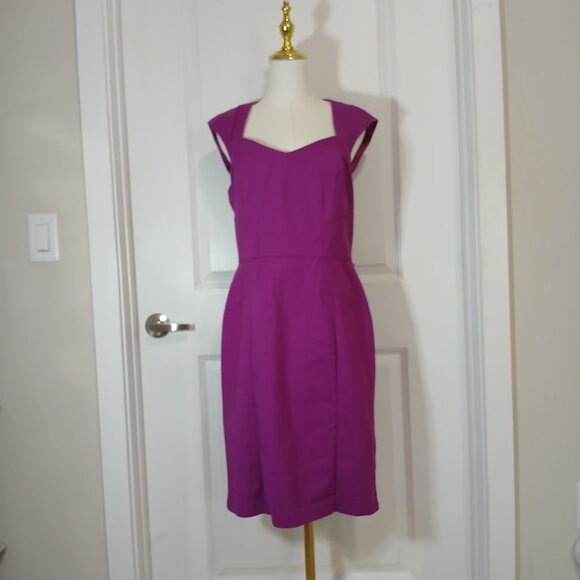 White House Black Market Sheath Dress Womens Size 10 Magenta Pink Button Closure - Picture 1 of 7
